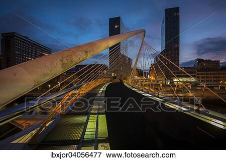 Fussgangerbrucke Zubizuri, Weisse Brucke, Bilbao, Provinz Bizkaia, Pais Vasco, Baskenland, Spanien, Europa View Large Photo Image Stock Photo - Fussgangerbrucke Zubizuri, Weisse Brucke, Bilbao, Provinz Bizkaia, Pais Vasco, Baskenland, Spanien, Europa. Fotosearch