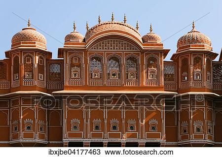 Stock Image - Gebaude in der Pink City oder Rosarote Stadt, Jaipur, Rajasthan, Indien, Asien. Fotosearch