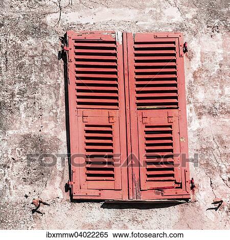 Geschlossene rote Fensterladen, Korsika, Frankreich, Europa View Large Photo Image Stock Photography - Geschlossene rote Fensterladen, Korsika, Frankreich, Europa. Fotosearch
