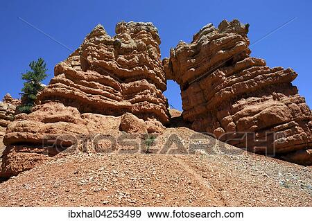 Gesteinsformationen durch Erosion, Red Canyon, Utah, USA, Nordamerika View Large Photo Image Stock Photo - Gesteinsformationen durch Erosion, Red Canyon, Utah, USA, Nordamerika. Fotosearch