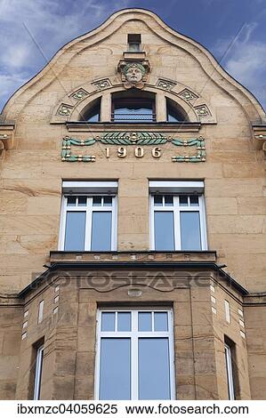 Giebelabschluss einer Jugenstilfassade von 1906, Nurnberg, Mittelfranken, Bayern, Deutschland, Europa View Large Photo Image Stock Photography - Giebelabschluss einer Jugenstilfassade von 1906, Nurnberg, Mittelfranken, Bayern, Deutschland, Europa. Fotosearch