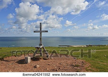 Stock Image - Gipfelkreuz des Pinneberg auf dem hochsten Punkt der Insel, Helgoland, Schleswig-Holstein, Deutschland, Europa. Fotosearch