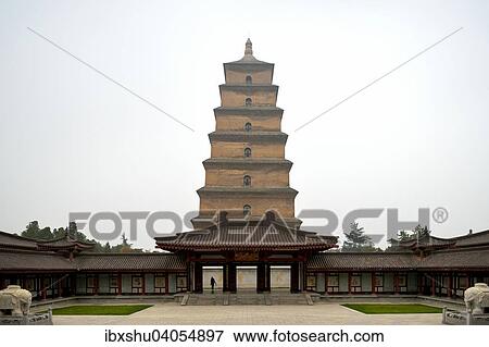 Grosse Wildganspagode, buddhistische Pagode, Xi'an, Provinz Shaanxi, China, Asien View Large Photo Image Stock Photo - Grosse Wildganspagode, buddhistische Pagode, Xi'an, Provinz Shaanxi, China, Asien. Fotosearch