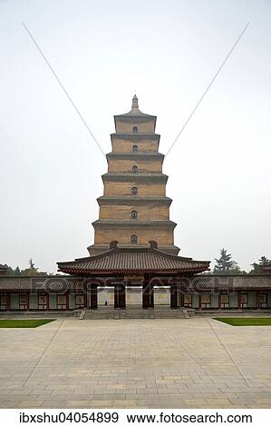 Stock Photo - Grosse Wildganspagode, buddhistische Pagode, Xi'an, Provinz Shaanxi, China, Asien. Fotosearch