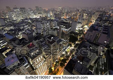 Grossstadtlandschaft mit Hochhausern, Nacht, Sao Paulo, Brasilien, Sudamerika View Large Photo Image Stock Photo - Grossstadtlandschaft mit Hochhausern, Nacht, Sao Paulo, Brasilien, Sudamerika. Fotosearch