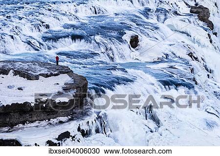 Gullfoss Wasserfall, Gullfoss, Island, Europa View Large Photo Image Stock Image - Gullfoss Wasserfall, Gullfoss, Island, Europa. Fotosearch