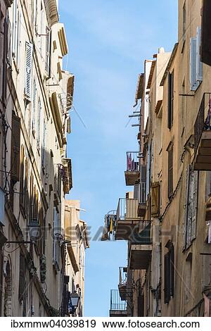Stock Photo - Hauserfassaden, Bonifacio, Korsika, Frankreich, Europa. Fotosearch