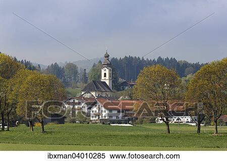 Stock Photography - Heilig-Kreuz-Kirche, Berbling, Bad Aibling, Oberbayern, Bayern, Deutschland, Europa. Fotosearch