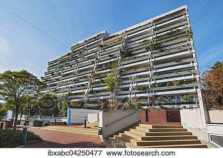 Hochhaus mit begrunten Balkonen, ehemaliges Olympiadorf, Munchen, Bayern, Deutschland, Europa View Large Photo Image Stock Photo - Hochhaus mit begrunten Balkonen, ehemaliges Olympiadorf, Munchen, Bayern, Deutschland, Europa. Fotosearch