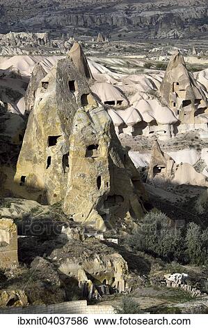 Hohlenwohnungen, Tuffsteinformationen, Uchisar, Taubental, Guvercinlik, Provinz Nevsehir, Kappadokien, Zentralanatolien, Turkei, Asien View Large Photo Image Stock Photograph - Hohlenwohnungen, Tuffsteinformationen, Uchisar, Taubental, Guvercinlik, Provinz Nevsehir, Kappadokien, Zentralanatolien, Turkei, Asien. Fotosearch