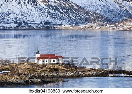 Holzkirche Sildpollen, Austnesfjorden, Vagan, Vagan, Austvagoya, Austvagoya, Lofoten, Nordland, Nord-Norge, Norwegen, Europa View Large Photo Image Stock Image - Holzkirche Sildpollen, Austnesfjorden, Vagan, Vagan, Austvagoya, Austvagoya, Lofoten, Nordland, Nord-Norge, Norwegen, Europa. Fotosearch