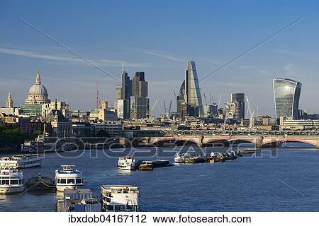 Innenstadt mit St. Paul's Cathedral und modernen Hochhausern, Themse, London, England, Grossbritannien, Europa View Large Photo Image Stock Image - Innenstadt mit St. Paul's Cathedral und modernen Hochhausern, Themse, London, England, Grossbritannien, Europa. Fotosearch