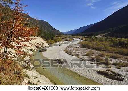 Stock Photo - Isar, Itartal, Naturschutzgebiet Karwendel, Bayern, Deutschland, Europa. Fotosearch