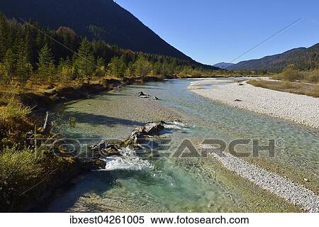 Stock Photography - Isar, Itartal, Naturschutzgebiet Karwendel, Bayern, Deutschland, Europa. Fotosearch