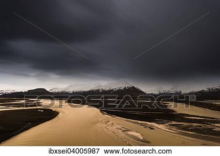 Islandischer Fluss mit Mondlicht, Hofn, Island, Europa View Large Photo Image Stock Photo - Islandischer Fluss mit Mondlicht, Hofn, Island, Europa. Fotosearch