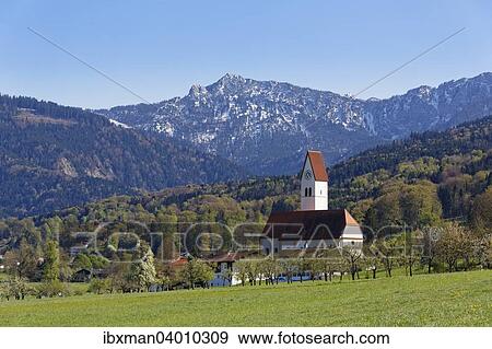 Kirche Maria Morgenstern, Lippertskirchen, Bad Feilnbach, hinten der Lechnerkopf, Oberbayern, Bayern, Deutschland, Europa View Large Photo Image Stock Photo - Kirche Maria Morgenstern, Lippertskirchen, Bad Feilnbach, hinten der Lechnerkopf, Oberbayern, Bayern, Deutschland, Europa. Fotosearch