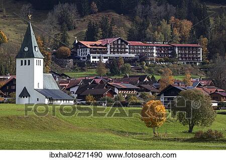 Kirche St. Jodokus, hinten das Hotel Prinz-Luitpold-Bad, Herbststimmung, Bad Oberdorf bei Bad Hindelang, Allgau, Bayern, Deutschland, Europa View Large Photo Image Stock Image - Kirche St. Jodokus, hinten das Hotel Prinz-Luitpold-Bad, Herbststimmung, Bad Oberdorf bei Bad Hindelang, Allgau, Bayern, Deutschland, Europa. Fotosearch