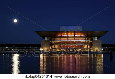 Konigliche Oper, Operaen, bei Nacht mit Vollmond, Kopenhagen, Region Hovedstaden, Danemark, Europa View Large Photo Image Picture - Konigliche Oper, Operaen, bei Nacht mit Vollmond, Kopenhagen, Region Hovedstaden, Danemark, Europa. Fotosearch