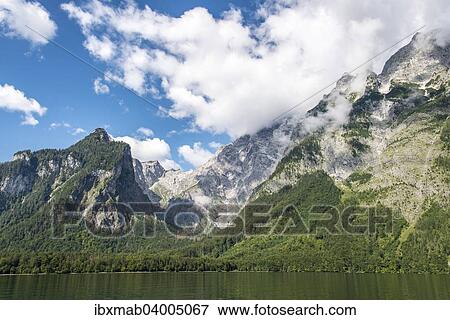 Konigssee mit Watzmann-Massiv, Nationalpark Berchtesgaden, Berchtesgadener Land, Oberbayern, Bayern, Deutschland, Europa View Large Photo Image Stock Photo - Konigssee mit Watzmann-Massiv, Nationalpark Berchtesgaden, Berchtesgadener Land, Oberbayern, Bayern, Deutschland, Europa. Fotosearch