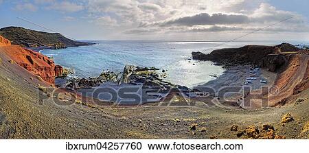 Kuste von Charco de los Clicos, teilweise im Meer versunkener Krater des Vulkans Montana de Golfo, El Golfo, Lanzarote, Kanarische Inseln, Spanien, Europa View Large Photo Image Stock Image - Kuste von Charco de los Clicos, teilweise im Meer versunkener Krater des Vulkans Montana de Golfo, El Golfo, Lanzarote, Kanarische Inseln, Spanien, Europa. Fotosearch