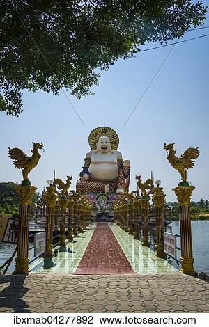 Stock Image - Lachender Buddha im Wat Laem Suwannaram Tempel in Ban Bo Phut, Insel Ko Samui, Thailand, Asien. Fotosearch