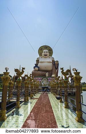 Stock Image - Lachender Buddha im Wat Laem Suwannaram Tempel in Ban Bo Phut, Insel Ko Samui, Thailand, Asien. Fotosearch