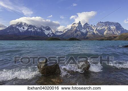 Lago Pehoe und Paine Grande Massiv, Torres del Paine Nationalpark, Region de Magallanes y de la Antartica Chilena, Chile, Sudamerika View Large Photo Image Stock Photograph - Lago Pehoe und Paine Grande Massiv, Torres del Paine Nationalpark, Region de Magallanes y de la Antartica Chilena, Chile, Sudamerika. Fotosearch