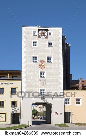 Stock Photo - Laufener Tor, Tittmoning, Rupertiwinkel, Oberbayern, Bayern, Deutschland, Europa. Fotosearch