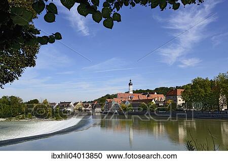 Stock Image - Lechwehr, Landsberg am Lech, Oberbayern, Bayern, Deutschland, Europa. Fotosearch
