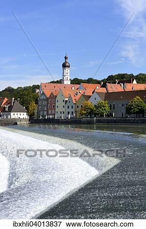 Lechwehr, Landsberg am Lech, Oberbayern, Bayern, Deutschland, Europa View Large Photo Image Stock Photo - Lechwehr, Landsberg am Lech, Oberbayern, Bayern, Deutschland, Europa. Fotosearch
