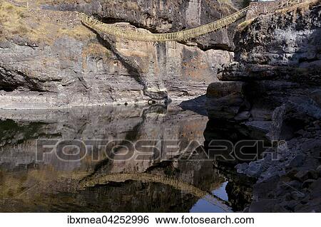 Letzte funktionierende Inka Hangebrucke Qu'eswachaka, Seilbrucke aus geflochtenem Ichu-Gras (Jarava ichu) uber den Apurimac, Peru, Sudamerika View Large Photo Image Stock Photograph - Letzte funktionierende Inka Hangebrucke Qu'eswachaka, Seilbrucke aus geflochtenem Ichu-Gras (Jarava ichu) uber den Apurimac, Peru, Sudamerika. Fotosearch