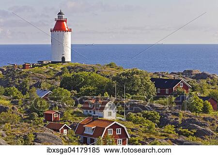 Stock Photography - Leuchtturm, Landsort, Schareninsel Oja, Nynashamn, Schweden, Europa. Fotosearch