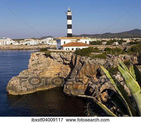 Leuchtturm, Punta de Ses Crestes, Portocolom, Mallorca, Balearen, Spanien, Europa View Large Photo Image Stock Photo - Leuchtturm, Punta de Ses Crestes, Portocolom, Mallorca, Balearen, Spanien, Europa. Fotosearch