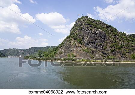 Loreleyfelsen, Schieferfelsen, UNESCO-Weltkulturerbe Oberes Mittelrheintal, bei St. Goarshausen, Rheinland-Pfalz, Deutschland, Europa View Large Photo Image Stock Image - Loreleyfelsen, Schieferfelsen, UNESCO-Weltkulturerbe Oberes Mittelrheintal, bei St. Goarshausen, Rheinland-Pfalz, Deutschland, Europa. Fotosearch