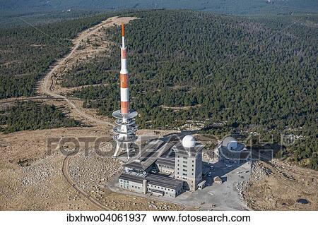 Luftaufnahme, Brockenhotel, Sendeturm und Brockenhaus, Brocken, 1141, 2 m u. NHN, Nationalpark Harz, Mittelgebirge, Wernigerode, Sachsen-Anhalt, Deutschland, Europa View Large Photo Image Stock Photo - Luftaufnahme, Brockenhotel, Sendeturm und Brockenhaus, Brocken, 1141, 2 m u. NHN, Nationalpark Harz, Mittelgebirge, Wernigerode, Sachsen-Anhalt, Deutschland, Europa. Fotosearch