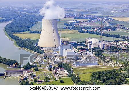 Luftaufnahme EON-Kernkraftwerke Isar I und Isar II mit Reaktorgebaude und Kuhlturm am Fluss Isar, Essenbach, Bayern, Deutschland, Europa View Large Photo Image Stock Photo - Luftaufnahme EON-Kernkraftwerke Isar I und Isar II mit Reaktorgebaude und Kuhlturm am Fluss Isar, Essenbach, Bayern, Deutschland, Europa. Fotosearch