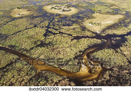 Luftbild, typische Landschaft der Frischwassersumpfe mit versandeten Bachen, Kanalen und Inseln, Okavango Delta, Botswana, Afrika View Large Photo Image Stock Image - Luftbild, typische Landschaft der Frischwassersumpfe mit versandeten Bachen, Kanalen und Inseln, Okavango Delta, Botswana, Afrika. Fotosearch