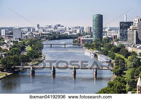 Main mit Untermainbrucke und Holbeinsteg und Westhafen Tower, Aussicht vom Domturm, Frankfurt am Main, Hessen, Deutschland, Europa View Large Photo Image Stock Photograph - Main mit Untermainbrucke und Holbeinsteg und Westhafen Tower, Aussicht vom Domturm, Frankfurt am Main, Hessen, Deutschland, Europa. Fotosearch