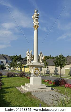Stock Photography - Mariensaule am Kirchenplatz, Halbturn, Burgenland, Osterreich, Europa. Fotosearch