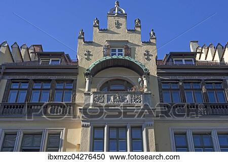Mehrstockiger Erker mit Balkon und Giebel eines Burgerhauses, 1897, Richard-Wagner-Strasse, Munchen, Oberbayern, Deutschland, Europa View Large Photo Image Stock Image - Mehrstockiger Erker mit Balkon und Giebel eines Burgerhauses, 1897, Richard-Wagner-Strasse, Munchen, Oberbayern, Deutschland, Europa. Fotosearch