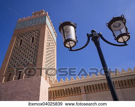 Stock Photo - Minarett der Kasbah Moschee, Medina, Marrakesch, Marrakesch-Tensift-El Haouz, Marokko, Afrika. Fotosearch