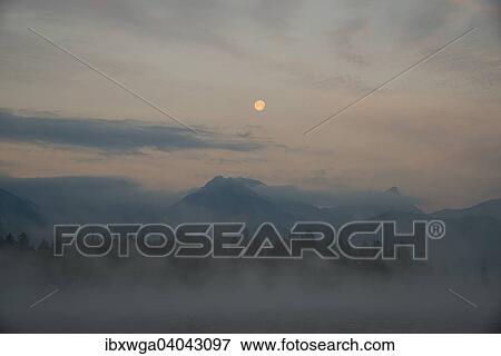 Morgenstimmung bei Vollmond, Hopfensee, bei Fussen, Ostallgau, Allgau, Oberschwaben, Schwaben, Bayern, Deutschland, Europa View Large Photo Image Stock Photo - Morgenstimmung bei Vollmond, Hopfensee, bei Fussen, Ostallgau, Allgau, Oberschwaben, Schwaben, Bayern, Deutschland, Europa. Fotosearch