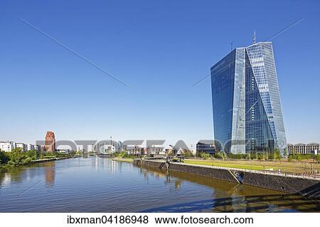 Neue Europaische Zentralbank EZB mit Skyline am Main, Frankfurt am Main, Hessen, Deutschland, Europa View Large Photo Image Stock Photo - Neue Europaische Zentralbank EZB mit Skyline am Main, Frankfurt am Main, Hessen, Deutschland, Europa. Fotosearch