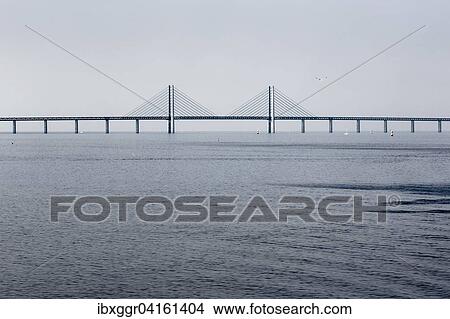 Oresundbrucke zwischen Kopenhagen und Malmo, weltweit langste Schragseilbrucke, Schweden, Europa View Large Photo Image Picture - Oresundbrucke zwischen Kopenhagen und Malmo, weltweit langste Schragseilbrucke, Schweden, Europa. Fotosearch