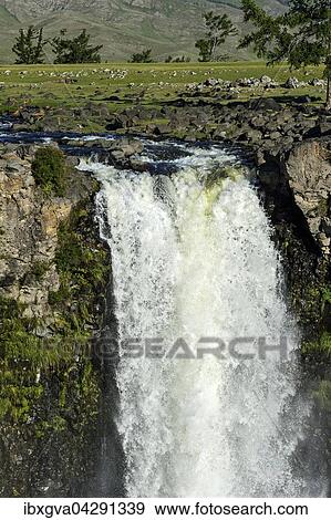 Orkhon Wasserfall, Orchon-Tal, Khangai Nuruu Nationalpark, Oevoerkhangai Aimag, Mongolei, Asien View Large Photo Image Stock Photo - Orkhon Wasserfall, Orchon-Tal, Khangai Nuruu Nationalpark, Oevoerkhangai Aimag, Mongolei, Asien. Fotosearch
