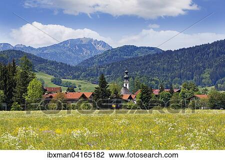 Ortsansicht, hinten der Hochfelln, Chiemgauer Alpen, Inzell, Chiemgau, Oberbayern, Bayern, Deutschland, Europa View Large Photo Image Stock Image - Ortsansicht, hinten der Hochfelln, Chiemgauer Alpen, Inzell, Chiemgau, Oberbayern, Bayern, Deutschland, Europa. Fotosearch