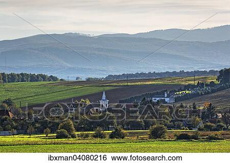 Stock Photograph - Ortsansicht, Kroatisch Geresdorf, Mittelburgenland, Burgenland, Osterreich, Europa. Fotosearch