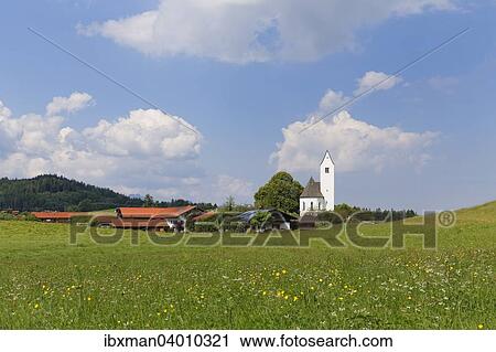 Stock Image - Ortsansicht, Steinkirchen, Samerberg, Chiemgau, Oberbayern, Bayern, Deutschland, Europa. Fotosearch