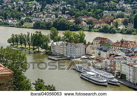 Ortsspitze, Dreiflusseeck, Altstadt, Fluss Donau, Fluss Inn, leichtes Hochwasser, Passau, Niederbayern, Bayern, Deutschland, Europa View Large Photo Image Stock Image - Ortsspitze, Dreiflusseeck, Altstadt, Fluss Donau, Fluss Inn, leichtes Hochwasser, Passau, Niederbayern, Bayern, Deutschland, Europa. Fotosearch