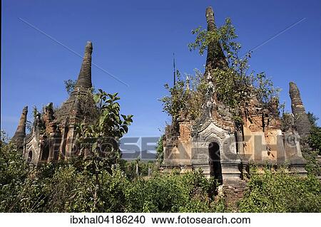 Pagodenwald, Stupas, bei Indein am Inle-See, Shan-Staat, Myanmar, Asien View Large Photo Image Stock Image - Pagodenwald, Stupas, bei Indein am Inle-See, Shan-Staat, Myanmar, Asien. Fotosearch
